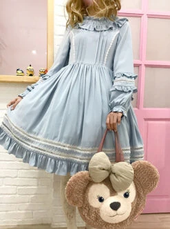 Elegant Cute Lace Pure Color Ruffles Classic Lolita Long Sleeve Dress -MIMY Lolita Shop 2 500x672 621