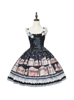 Box Theater Series JSK Printing Embroidery Normal Waist Classic Lolita Sling Dress -MIMY Lolita Shop 2 500x672 622