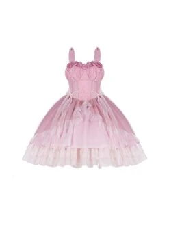 Rose Waltzes Series Pink Elegant Stereoscopic Rose Decoration Pink Gradient Hem Design Classic Lolita Sleeveless Dress -MIMY Lolita Shop 2 500x672 633