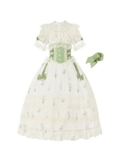 Light Green Fresh Lace Edward Collar Elegant Spring Campanula Phalaenopsis Print Imperial Dress Classic Lolita Dress 14 Light Green Fresh Lace Edward Collar Elegant Spring Campanula Phalaenopsis Print Imperial Dress Classic Lolita Dress -MIMY Lolita Shop 2 500x672 637
