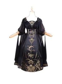 Horus' Nightmare Series Gorgeous Golden Print Black Ancient Egypt Exotic Classic Lolita Sleeveless Dress Set -MIMY Lolita Shop 2 500x672 641
