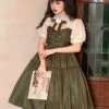 Love And Poetry Series Elegant Daily Fake Two Piece Puff Sleeve Stand Collar Cutout Design Classic Lolita Short Sleeve Dress -MIMY Lolita Shop 2 500x672 653