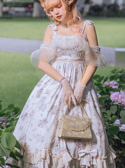 Everlasting Love Series JSK Elegant Printing Classic Lolita Sling Dress 4 Everlasting Love Series JSK Elegant Printing Classic Lolita Sling Dress - Image 2