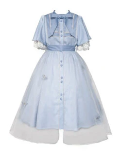 Iris Flower Series OP Butterfly Sleeve Embroidery Blue Classic Lolita Short Sleeve Dress -MIMY Lolita Shop 2 500x672 669