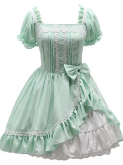 Mint Green Short Sleeve Bowknot Classic Lolita Dress -MIMY Lolita Shop 2 500x672 670