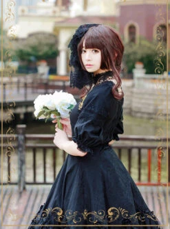 Elegant Black Jacquard Classic Lolita Half Sleeve Dress 10 Elegant Black Jacquard Classic Lolita Half Sleeve Dress -MIMY Lolita Shop 2 500x672 674