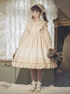 Camellia Series Pastoral Style Lace Doll Neck Ruffle Long Sleeve Classic Lolita Dress -MIMY Lolita Shop 2 500x672 688
