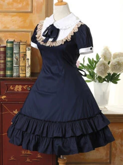 Doll Collar Flounced Classic Lolita Short Sleeves Dress -MIMY Lolita Shop 2 500x672 701