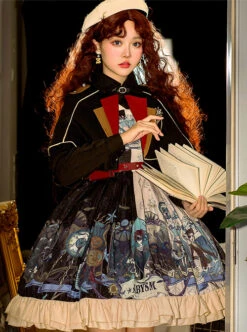 Abyss Series JSK Retro Punk Lolita Sling Dress And Cape Set -MIMY Lolita Shop 2 500x672 737