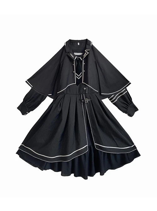 Loyal Chariot Series Military Style Handsome Detachable Brooch Irregular Hem Design Punk Lolita Long-Sleeved Dress Set 6 Loyal Chariot Series Military Style Handsome Detachable Brooch Irregular Hem Design Punk Lolita Long-Sleeved Dress Set - Image 4