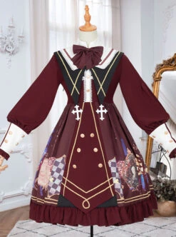 Immortal Bottle Series OP Retro School Lolita Long Sleeve Dress -MIMY Lolita Shop 2 500x672 889