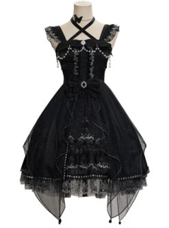 Night Elf Series JSK Black Lace Retro Elegant Gothic Lolita Sling Dress -MIMY Lolita Shop 2 500x672 9