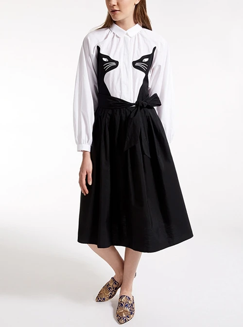 Black And White Cotton Long Sleeve Gothic Lolita Dress 10 Black And White Cotton Long Sleeve Gothic Lolita Dress - Image 8