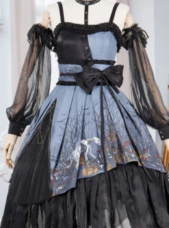 Decaying Forest Series JSK Blue Darkness Retro Gothic Lolita Sling Dress -MIMY Lolita Shop 3 500x672 118