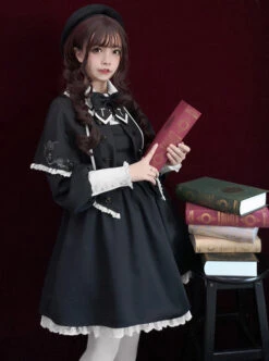Late Autumn Chapel Retro Gothic Lolita Long Sleeves Dress And Shawl -MIMY Lolita Shop 3 500x672 122