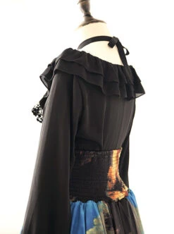 Black Chiffon Ruffles Gothic Lolita Long Sleeve Dress -MIMY Lolita Shop 3 500x672 126