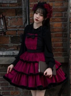 Lilith Series Playful Sexy Velvet Princess Three-Section Cake Skirt Gothic Lolita Sleeveless Dress -MIMY Lolita Shop 3 500x672 132