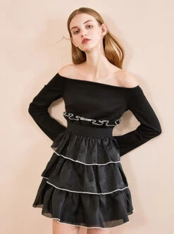 Black Off-shoulder Gothic Lolita Long Sleeve Dress -MIMY Lolita Shop 3 500x672 143