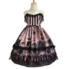 Striped Witch Cat Print Detachable Black Star Lace Net Yarn Halloween Gothic Lolita Sleeveless Dress -MIMY Lolita Shop 3 500x672 154