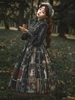 Tarot Series Retro Palace Style Elegant Cla System Gothic Lolita Tarot Printed Sleeveless Dress Embroidery Lantern Sleeve Long-Sleeved Shirt Suit -MIMY Lolita Shop 3 500x672 159