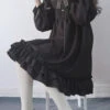 The Castle Under The Moonlight Pure Black Gothic Lolita Long Sleeve Dress -MIMY Lolita Shop 3 500x672 162