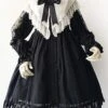 Black Lace Jacquard Cotton Cotton Material Waisted Doll Dress