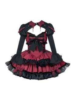 Demon Contract Series Sexy Spring Summer Contrast Color Sweet-Cool Girl Halloween Gothic Lolita Sleeveless Dress Suit -MIMY Lolita Shop 3 500x672 174
