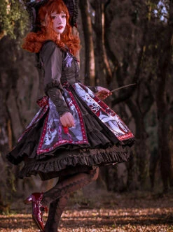 The Witch Image Series Double Layer JSK Small High Waist Full Placket Medium Length Halloween Gothic Lolita Sling Dress -MIMY Lolita Shop 3 500x672 183