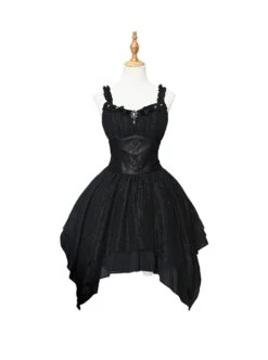 Undead Serenade Series Black Irregular Hem Design Detachable Short Shawl Gothic Lolita Sleeveless Dress -MIMY Lolita Shop 3 500x672 184