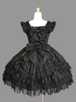 Cotton Black Lace Bowknot Gothic Lolita Sleeveless Dress -MIMY Lolita Shop 3 500x672 19