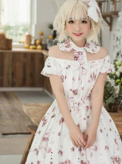 Magic Tea Party Chocolate Rabbit Series OP Lapel Sweet Lolita Short Sleeve Dress -MIMY Lolita Shop 3 500x672 199