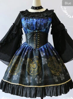 Black Grey Meteorite Magic PrintedLolita Dress -MIMY Lolita Shop 3 500x672 2