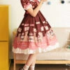 Little Bear Dessert Series OP Printing Pink Bowknot Sweet Lolita Short Sleeve Dress -MIMY Lolita Shop 3 500x672 201