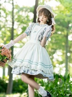 Pastoral Style Blueberry Print Detachable Apron Cute Puff Sleeve Sweet Lolita Short Sleeve Dress Set -MIMY Lolita Shop 3 500x672 214