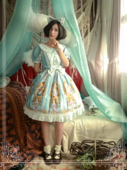 Magic Tea Party Alice Series Printing Sweet Lolita Short Sleeves Dress -MIMY Lolita Shop 3 500x672 231