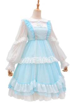 Starry Night Insomnia Series OP Pure Color Sweet Lolita Long Sleeve Dress -MIMY Lolita Shop 3 500x672 244