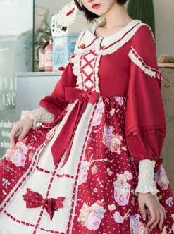Strawberry Milkshake Series OP Sweet Lolita Long Sleeve Dress -MIMY Lolita Shop 3 500x672 245