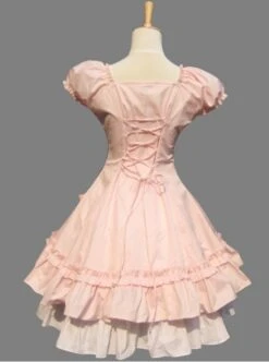 Pink Cotton Princess Hort Sleeve Dress Match The Cake Skirt -MIMY Lolita Shop 3 500x672 256