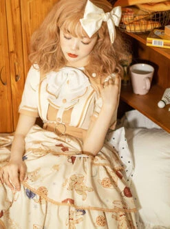 Rabbit Astronaut Series Printing Cake Hem Sweet Lolita Short Sleeve Dress -MIMY Lolita Shop 3 500x672 266