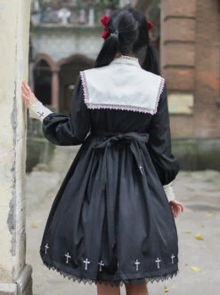 Unknown Poem Series Cross Embroidery Gothic Lolita Black Long Sleeve Dress -MIMY Lolita Shop 3 500x672 28