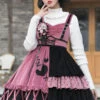 Exploding Raspberry Series JSK Autumn Winter Retro Color Matching Sweet Lolita Sling Dress And Top Set