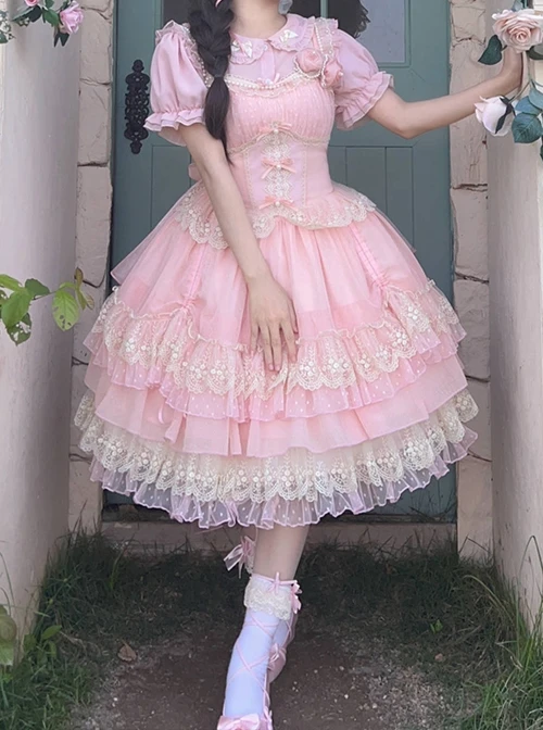 Annie Tea Party Series Ribbon Bowknot Princess Style Gorgeous Lace Girl Dreamy Sweet Lolita Sleeveless Dress 3 Annie Tea Party Series Ribbon Bowknot Princess Style Gorgeous Lace Girl Dreamy Sweet Lolita Sleeveless Dress