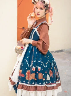 Distance Christmas Series JSK Open Front Cute Printing Retro Pastoral Style Sweet Lolita Sling Dress 15 Distance Christmas Series JSK Open Front Cute Printing Retro Pastoral Style Sweet Lolita Sling Dress -MIMY Lolita Shop 3 500x672 298