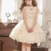 Summer Sweet Series OP Doll Collar Heart Lace Embroidery On Chest Sweet Lolita Apricot Puff Short Sleeve Dress