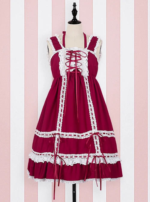 Cute Lace-up Bowknot Lace Sweet Lolita Sling Backless Dress 8 Cute Lace-up Bowknot Lace Sweet Lolita Sling Backless Dress - Image 6