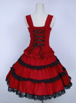 Red Corduroy Gothic Lolita Sling Dress 11 Red Corduroy Gothic Lolita Sling Dress -MIMY Lolita Shop 3 500x672 31