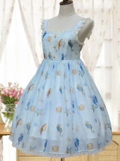 Starfish Song Light Blue Sweet Lolita Sling Dress 9 Starfish Song Light Blue Sweet Lolita Sling Dress -MIMY Lolita Shop 3 500x672 340