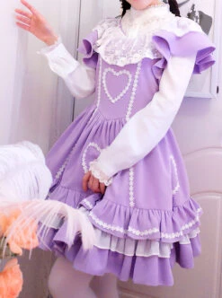 Purple Flying Sleeve Lace Sweet Lolita Dress -MIMY Lolita Shop 3 500x672 347