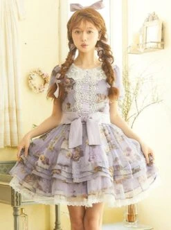 Handmade Cat Series Low Saturation Light Purple Pansy Kitty Pastoral Butterfly Book Print Sweet Lolita Puff Sleeves Dress 8 Handmade Cat Series Low Saturation Light Purple Pansy Kitty Pastoral Butterfly Book Print Sweet Lolita Puff Sleeves Dress -MIMY Lolita Shop 3 500x672 357