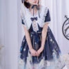 Little Prince Series Printing Bowknot High Waist Sweet Lolita Short Sleeve Dress -MIMY Lolita Shop 3 500x672 362